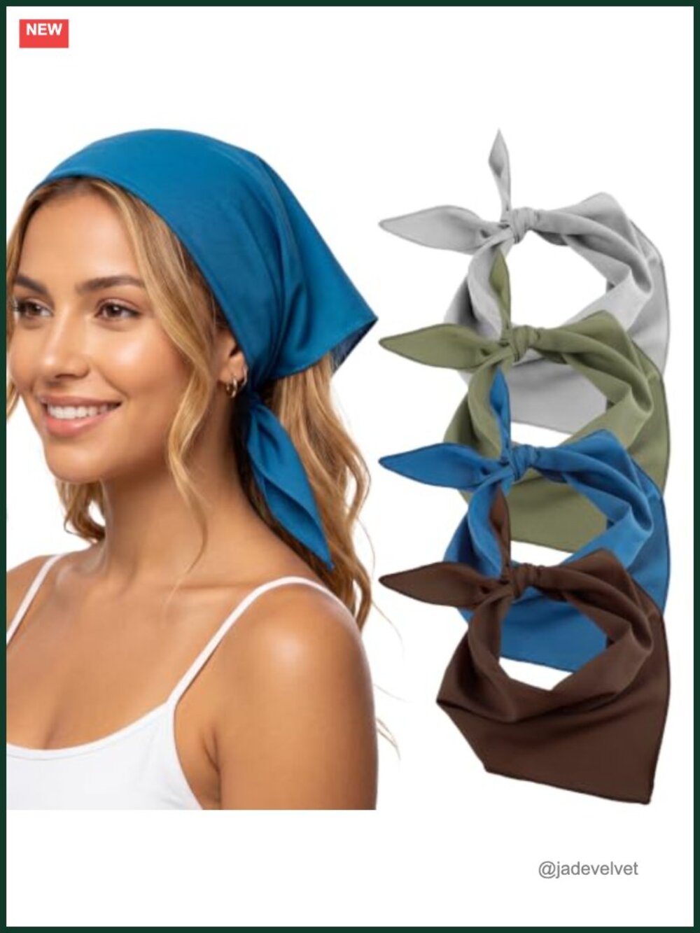 Triangle Head Scarf 4 Pack Soft Polyester Bandana Hair Wrap for Women